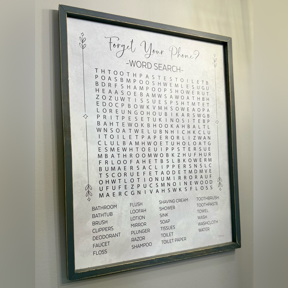Word Search Bathroom Wall Art-Wooden